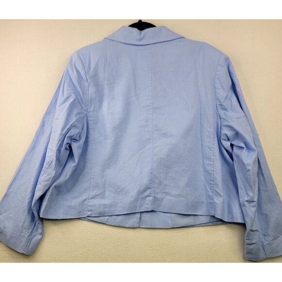 A New Day Womens Cropped Linen Blend Blazer One Button Closure Light Blue 1X - Picture 4 of 9